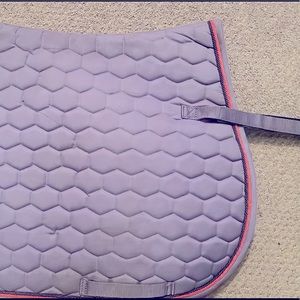 Dover Saddlery® Quilted All-Purpose Piped Saddle Pad. Purple & Orange Trim.